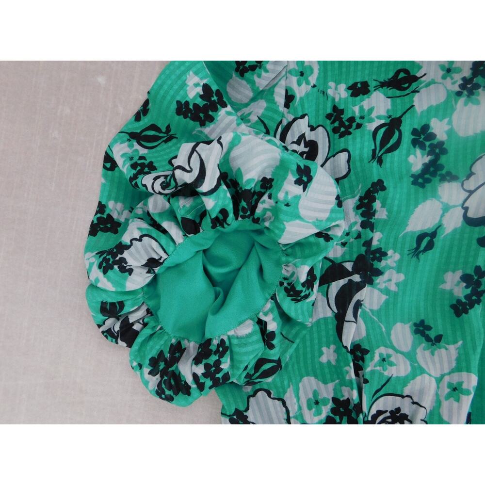 ASOS Puff Sleeve Ruched Green Floral Midi Dress Sz 8 - Picture 12 of 13